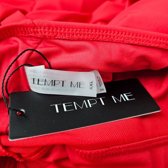 Tempt Me Womens Red One Piece Swimsuit Size XXL Ruched Tummy Control & Cutout - Picture 9 of 10